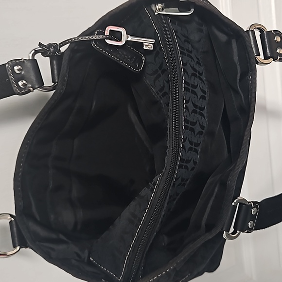 VTG FOSSIL Blackburn Signature Canvas & Leather Shoulder Bag - Black - Picture 8 of 15